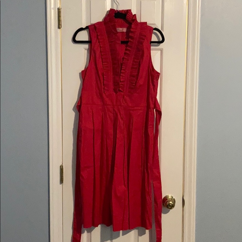 Pink Eliza J Fan Pleated Collar Dress